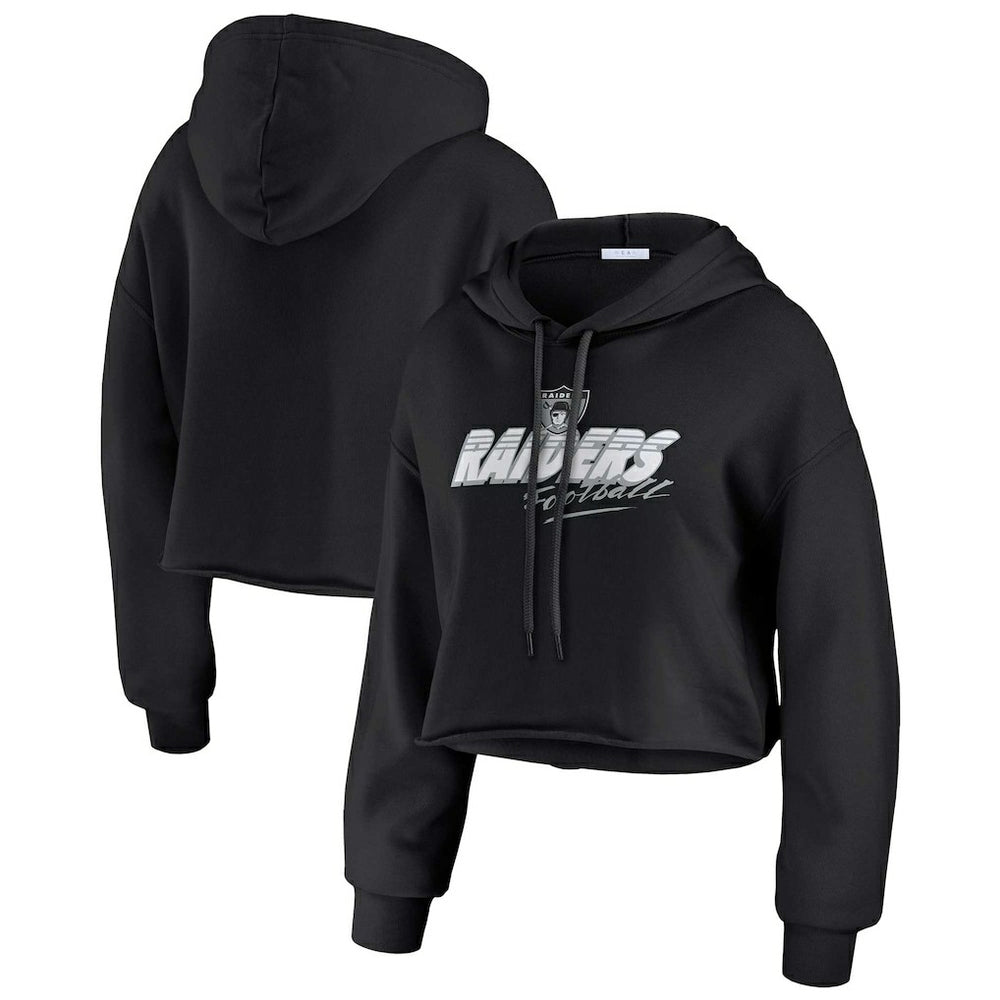 Las Vegas Raiders  WEAR by Erin Andrews Women's Prime Cropped Pullover Hoodie