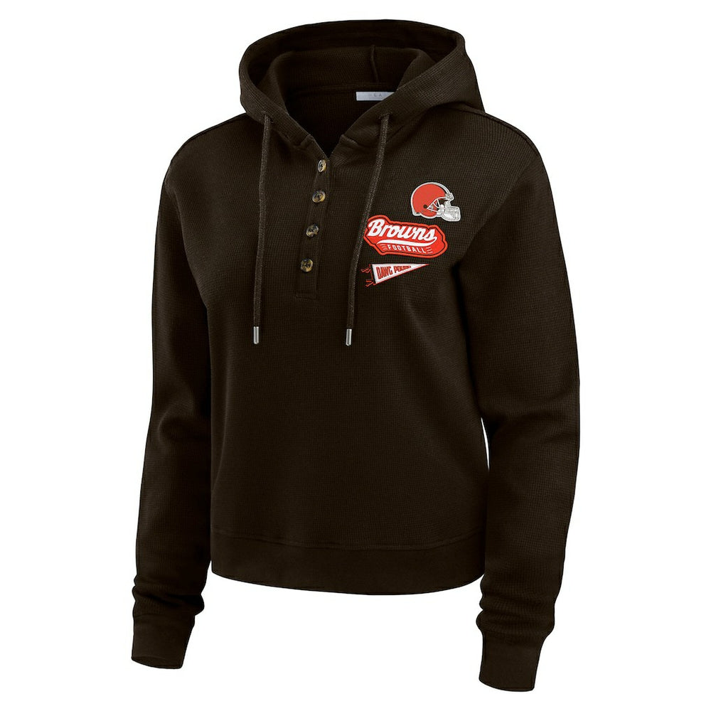 Cleveland Browns  WEAR by Erin Andrews Women's Waffle-Knit Pullover Hoodie