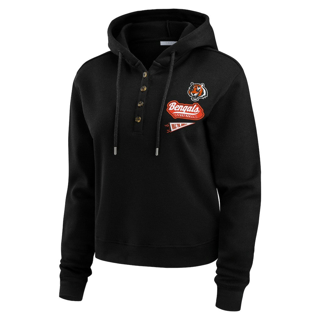 Cincinnati Bengals  WEAR by Erin Andrews Women's Waffle-Knit Pullover Hoodie