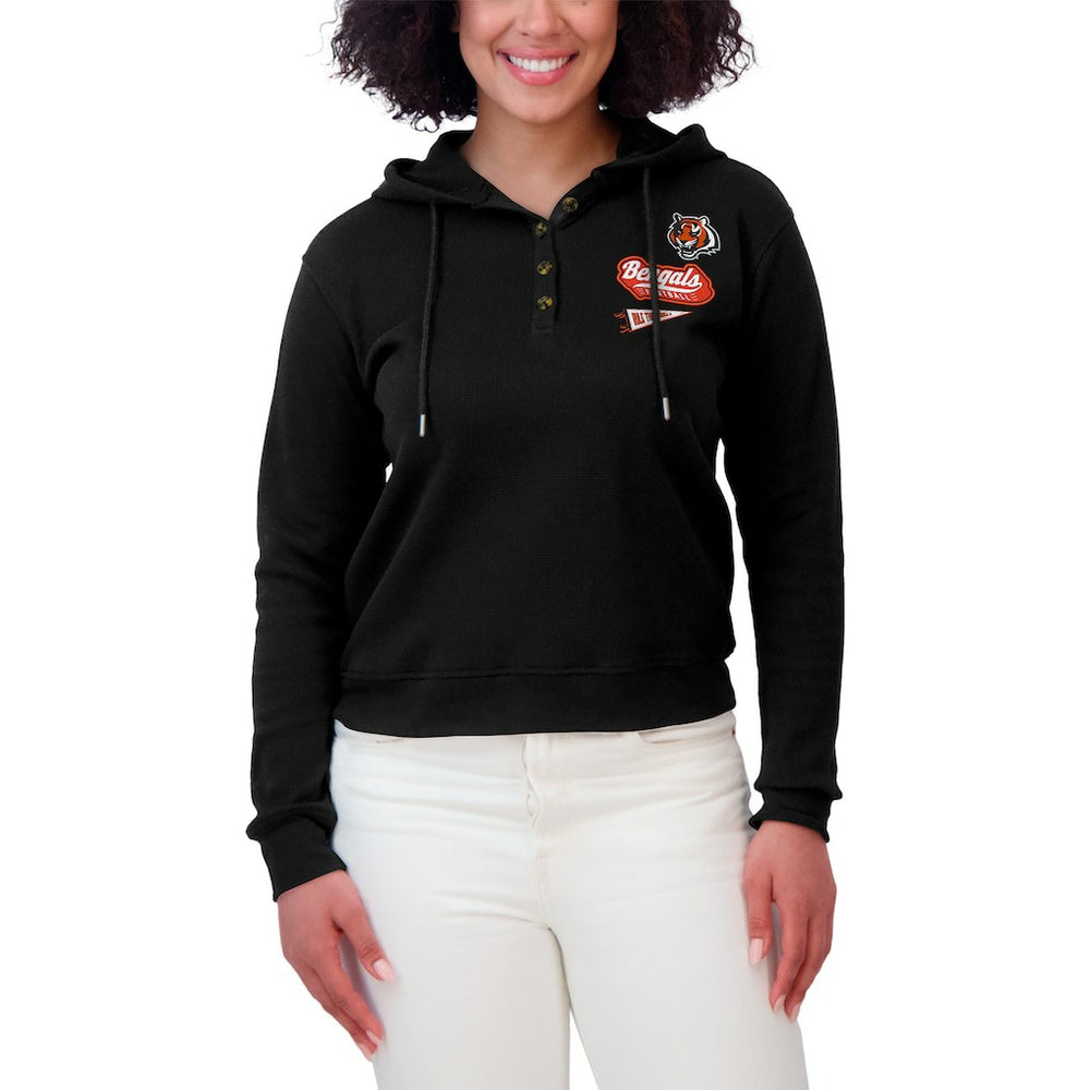 Cincinnati Bengals  WEAR by Erin Andrews Women's Waffle-Knit Pullover Hoodie
