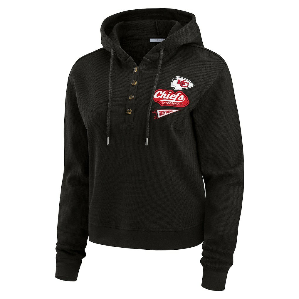 Kansas City Chiefs  WEAR by Erin Andrews Women's Waffle-Knit Pullover Hoodie