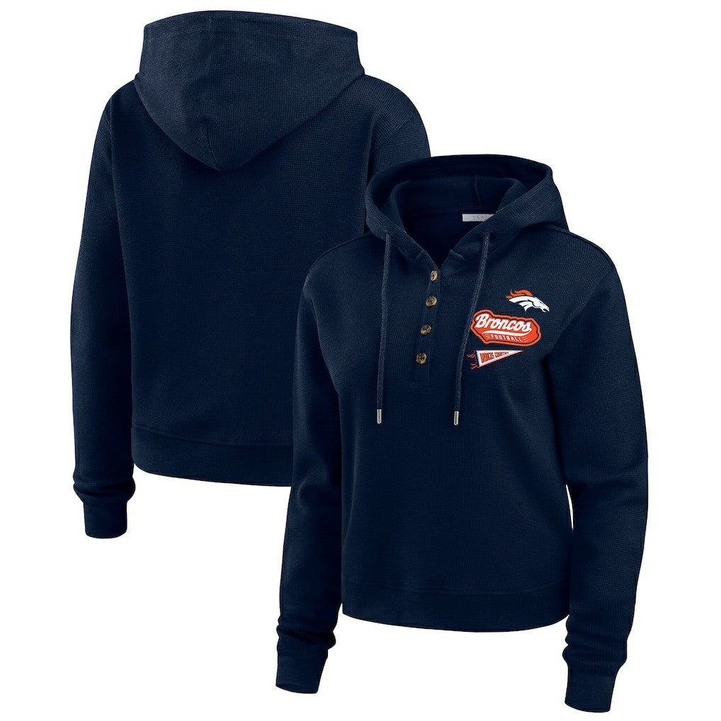 Denver Broncos  WEAR by Erin Andrews Women's Waffle-Knit Pullover Hoodie