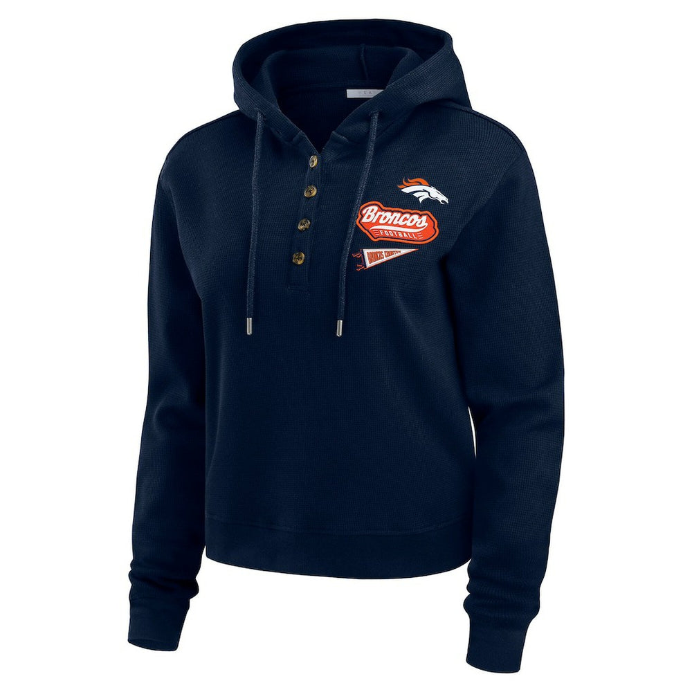 Denver Broncos  WEAR by Erin Andrews Women's Waffle-Knit Pullover Hoodie