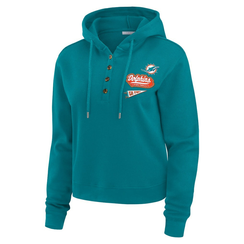 Miami Dolphins  WEAR by Erin Andrews Women's Waffle-Knit Pullover Hoodie