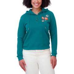 Miami Dolphins  WEAR by Erin Andrews Women's Waffle-Knit Pullover Hoodie