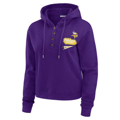 Minnesota Vikings  WEAR by Erin Andrews Women's Waffle-Knit Pullover Hoodie