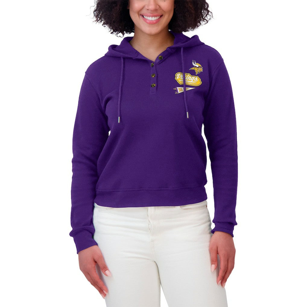Minnesota Vikings  WEAR by Erin Andrews Women's Waffle-Knit Pullover Hoodie