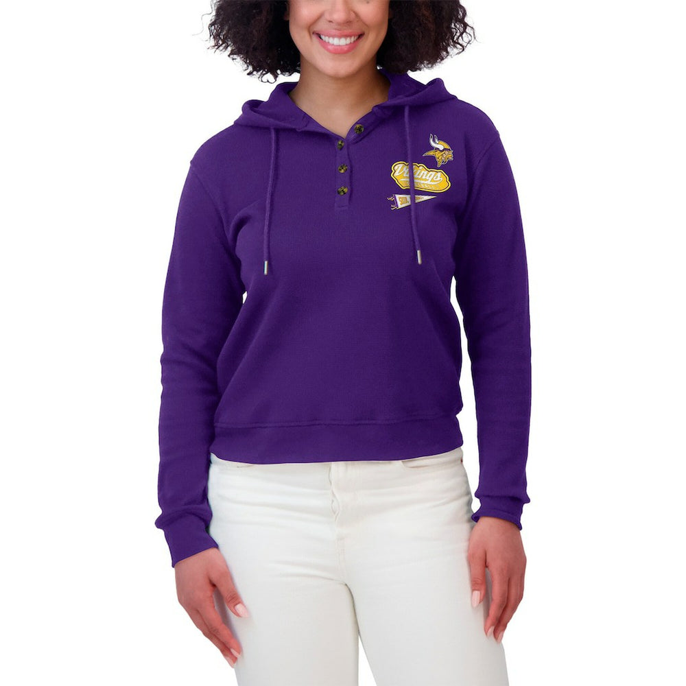 Minnesota Vikings  WEAR by Erin Andrews Women's Waffle-Knit Pullover Hoodie