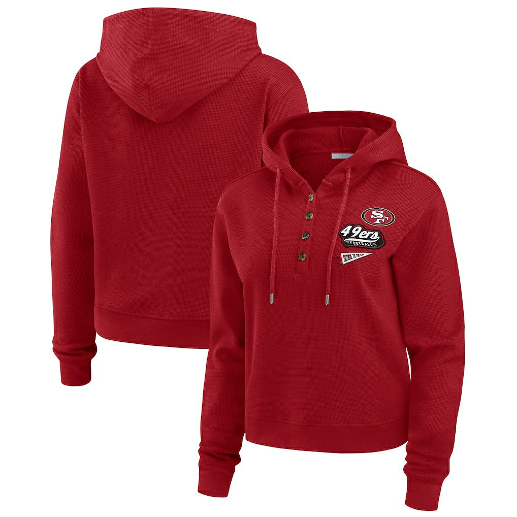 San Francisco 49ers  WEAR by Erin Andrews Women's Waffle-Knit Pullover Hoodie