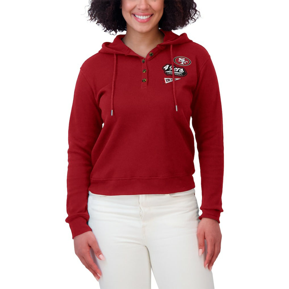 San Francisco 49ers  WEAR by Erin Andrews Women's Waffle-Knit Pullover Hoodie
