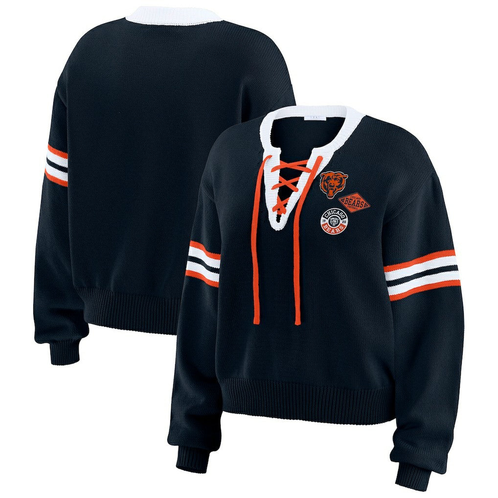 Chicago Bears  WEAR by Erin Andrews Women's Lace-Up Sweater