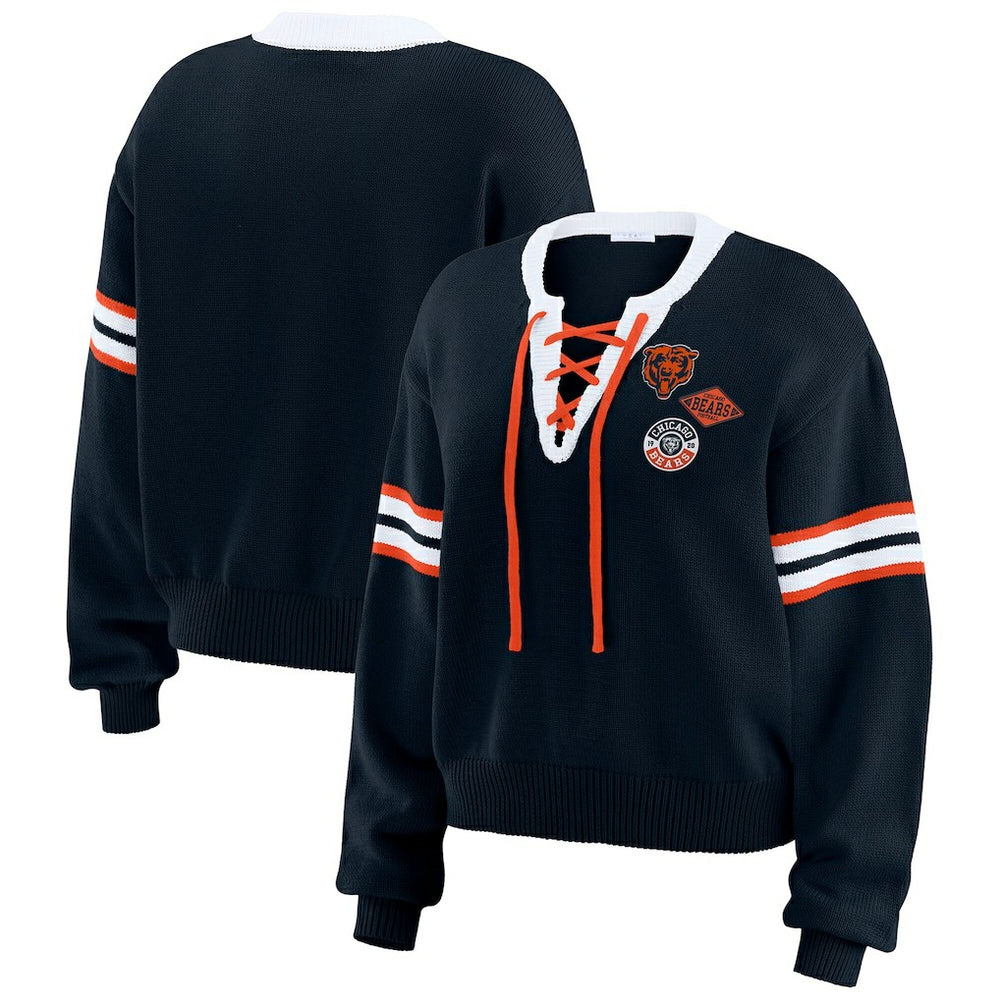Chicago Bears  WEAR by Erin Andrews Women's Lace-Up Sweater