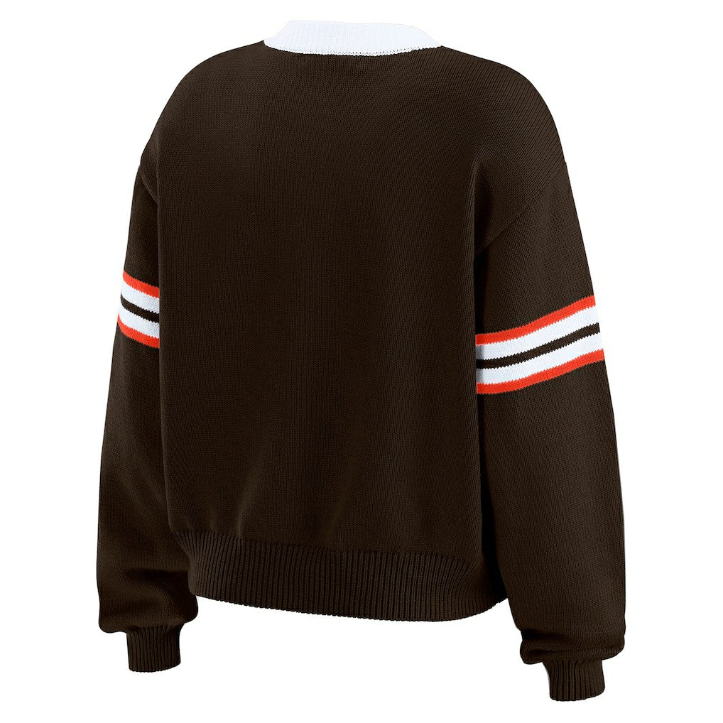 Cleveland Browns  WEAR by Erin Andrews Women's Lace-Up Sweater
