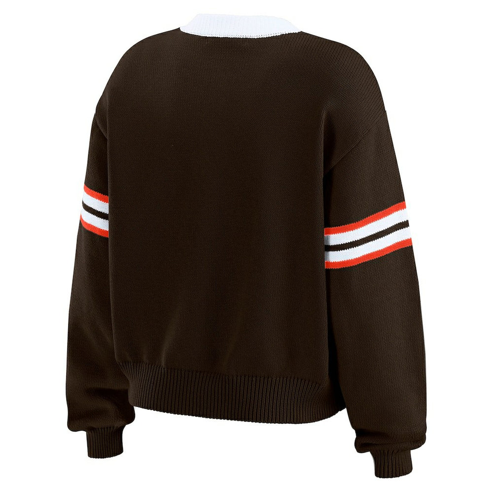 Cleveland Browns  WEAR by Erin Andrews Women's Lace-Up Sweater