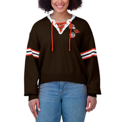 Cleveland Browns  WEAR by Erin Andrews Women's Lace-Up Sweater