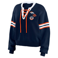Denver Broncos  WEAR by Erin Andrews Women's Lace-Up Sweater