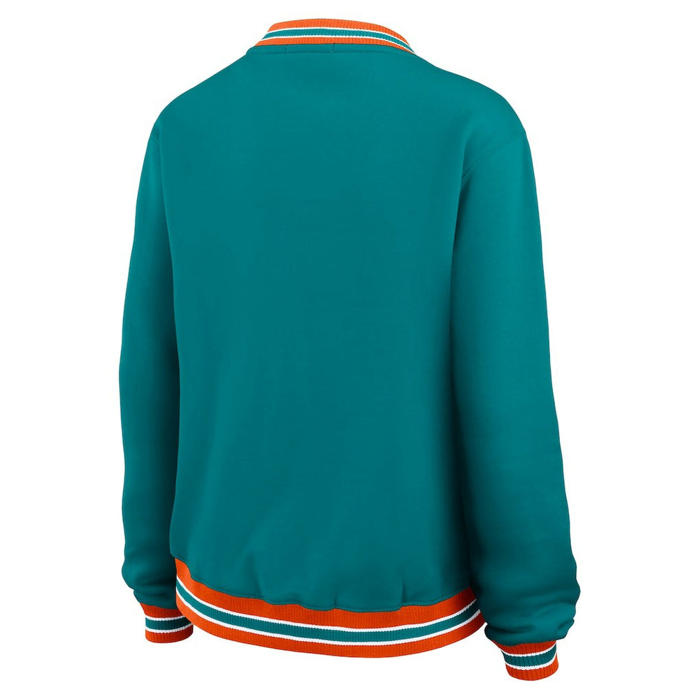 Miami Dolphins  WEAR by Erin Andrews Women's Oversized Long Sleeve V-Neck Sweatshirt