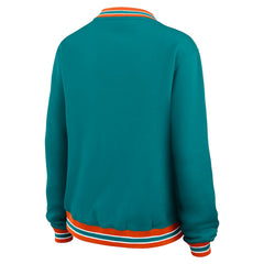 Miami Dolphins  WEAR by Erin Andrews Women's Oversized Long Sleeve V-Neck Sweatshirt