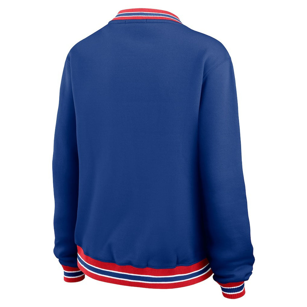 New England Patriots  WEAR by Erin Andrews Women's Oversized Long Sleeve V-Neck Sweatshirt