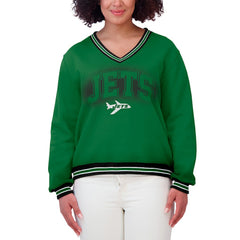 New York Jets  WEAR by Erin Andrews Women's Oversized Long Sleeve V-Neck Sweatshirt