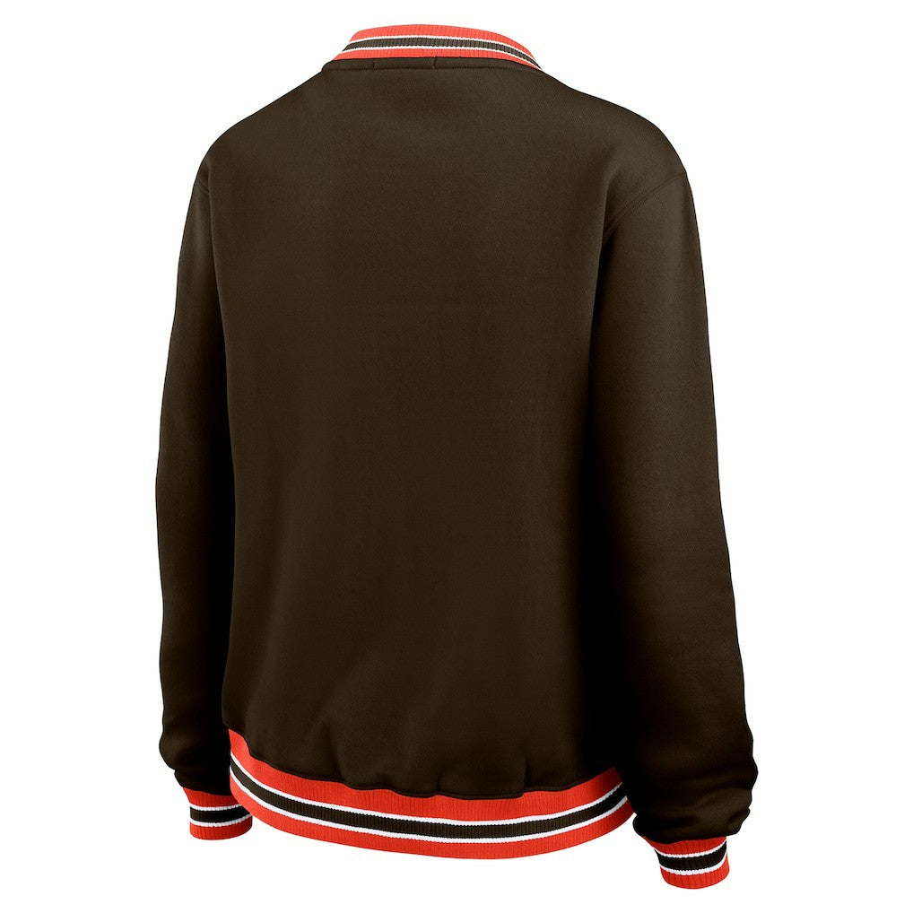 Cleveland Browns  WEAR by Erin Andrews Women's Oversized Long Sleeve V-Neck Sweatshirt