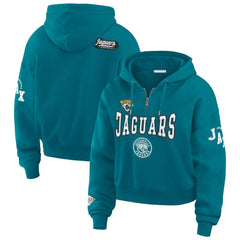Jacksonville Jaguars  WEAR by Erin Andrews Women's Patch Quarter-Zip Pullover Hoodie