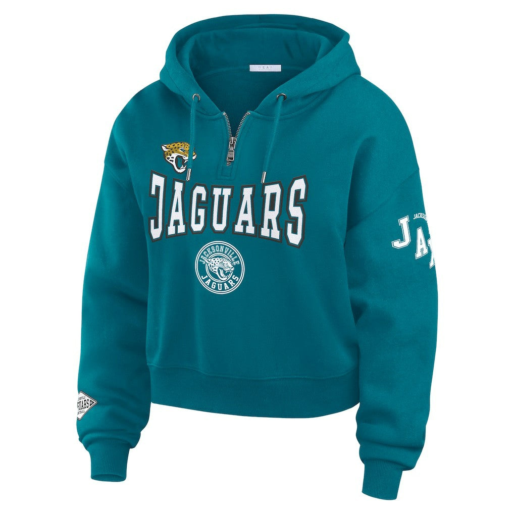 Jacksonville Jaguars  WEAR by Erin Andrews Women's Patch Quarter-Zip Pullover Hoodie