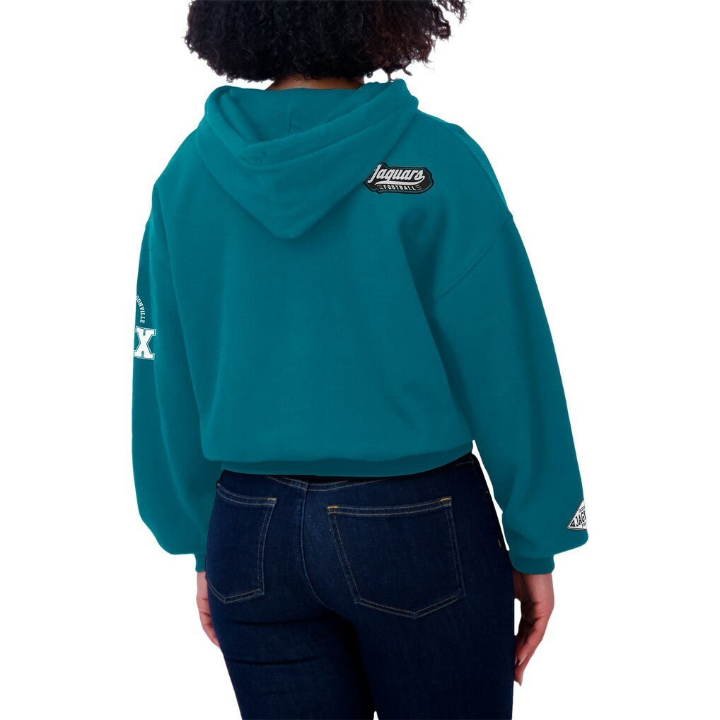 Jacksonville Jaguars  WEAR by Erin Andrews Women's Patch Quarter-Zip Pullover Hoodie