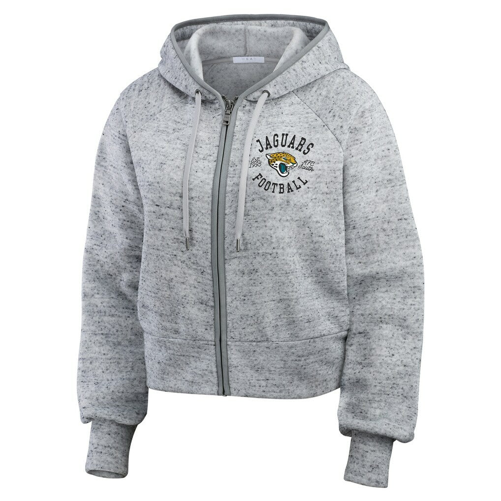 Jacksonville Jaguars  WEAR by Erin Andrews Women's Speckled Fleece Cropped Full-Zip Hoodie