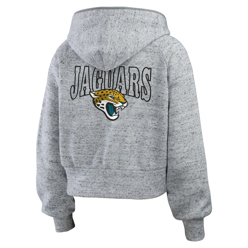 Jacksonville Jaguars  WEAR by Erin Andrews Women's Speckled Fleece Cropped Full-Zip Hoodie