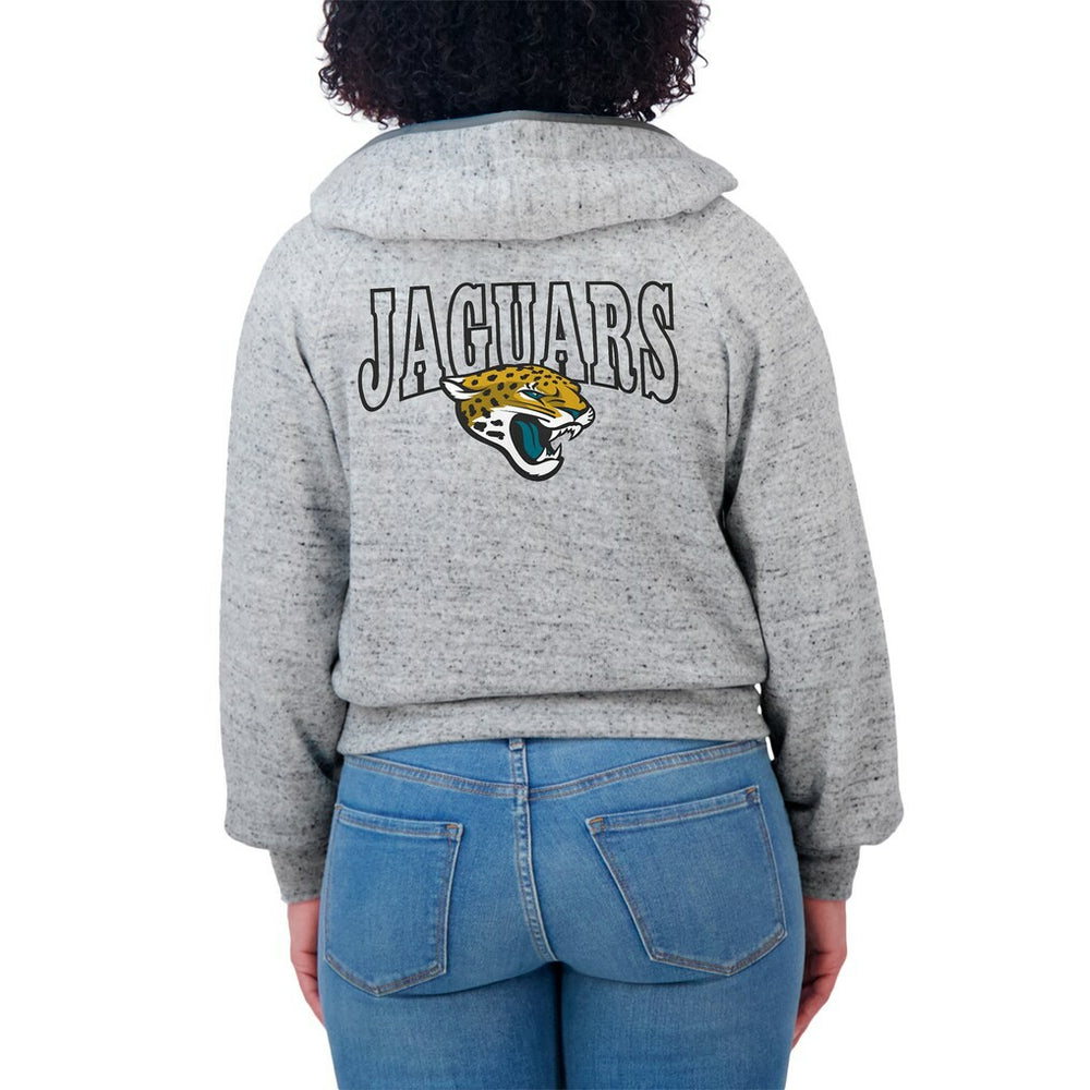 Jacksonville Jaguars  WEAR by Erin Andrews Women's Speckled Fleece Cropped Full-Zip Hoodie