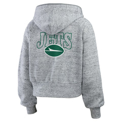 New York Jets  WEAR by Erin Andrews Women's Speckled Fleece Cropped Full-Zip Hoodie