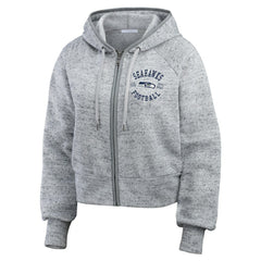 Seattle Seahawks  WEAR by Erin Andrews Women's Speckled Fleece Cropped Full-Zip Hoodie