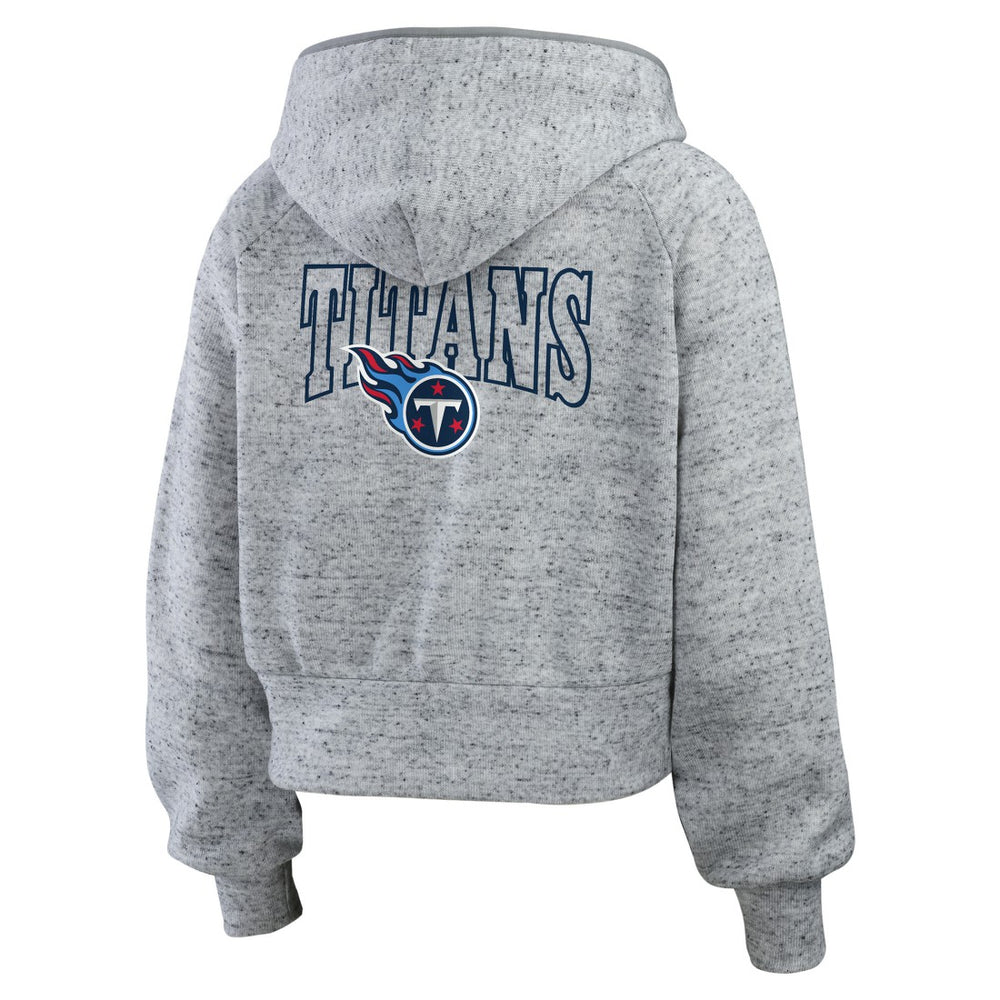 Tennessee Titans  WEAR by Erin Andrews Women's Speckled Fleece Cropped Full-Zip Hoodie