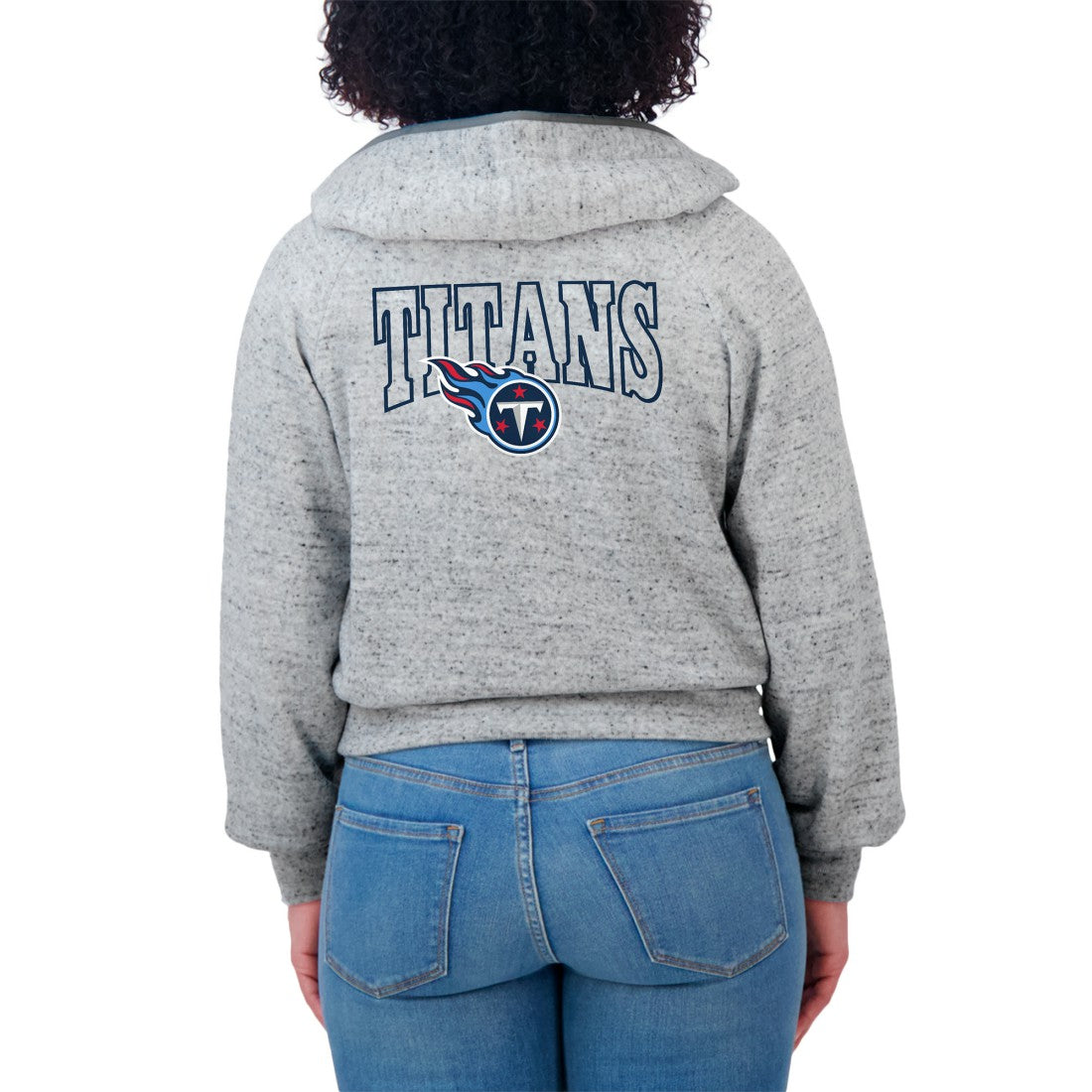 Tennessee Titans  WEAR by Erin Andrews Women's Speckled Fleece Cropped Full-Zip Hoodie