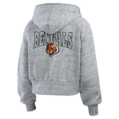 Cincinnati Bengals  WEAR by Erin Andrews Women's Speckled Fleece Cropped Full-Zip Hoodie