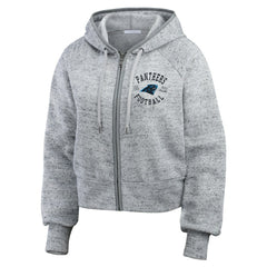 Carolina Panthers  WEAR by Erin Andrews Women's Speckled Fleece Cropped Full-Zip Hoodie