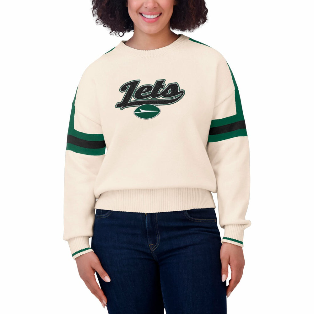 New York Jets  WEAR by Erin Andrews Women's Stripe Pullover Sweater