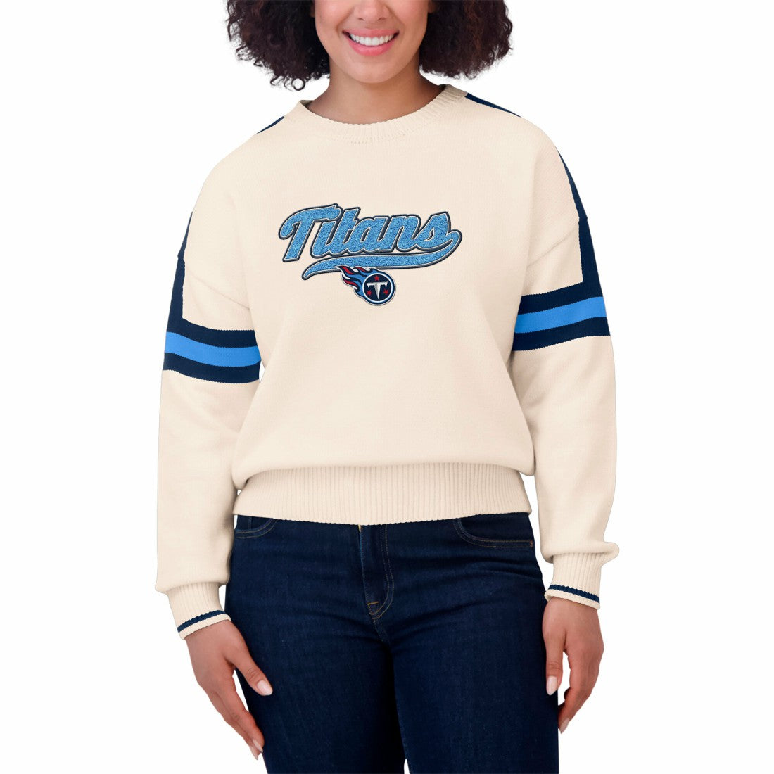 Tennessee Titans  WEAR by Erin Andrews Women's Stripe Pullover Sweater