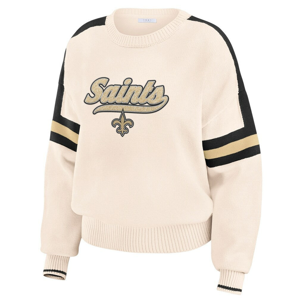 New Orleans Saints  WEAR by Erin Andrews Women's Stripe Pullover Sweater