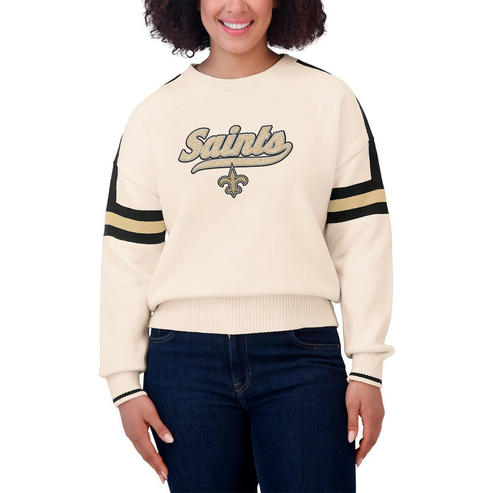 New Orleans Saints  WEAR by Erin Andrews Women's Stripe Pullover Sweater