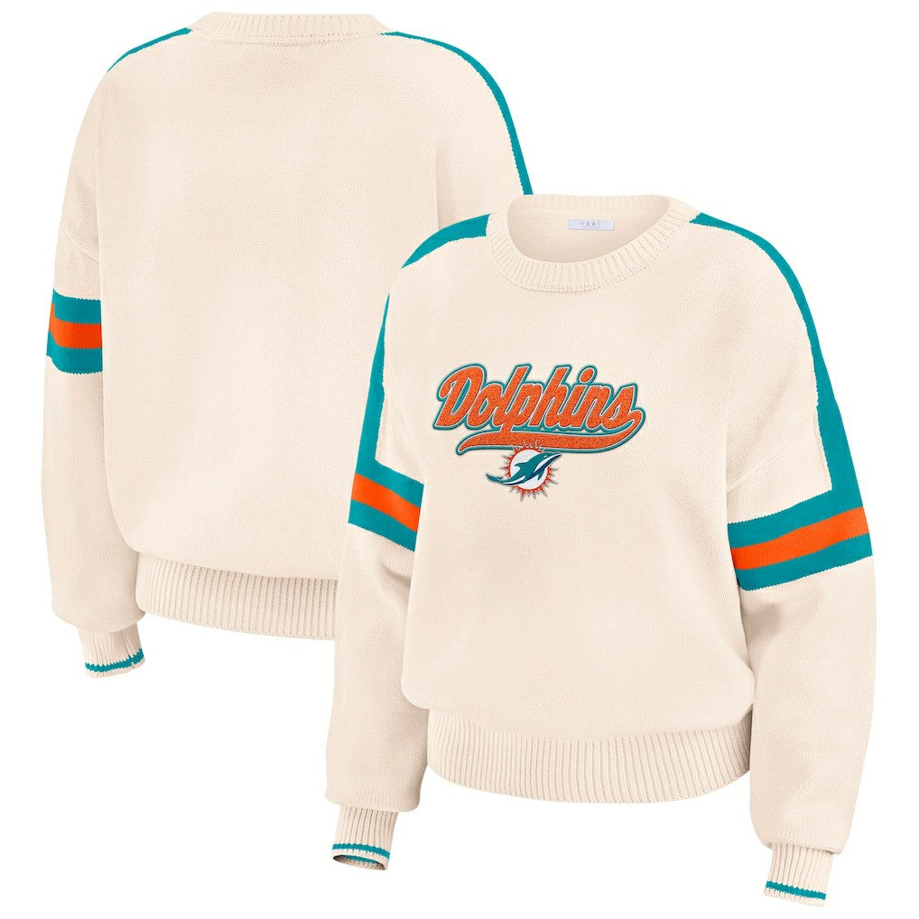 Miami Dolphins  WEAR by Erin Andrews Women's Stripe Pullover Sweater