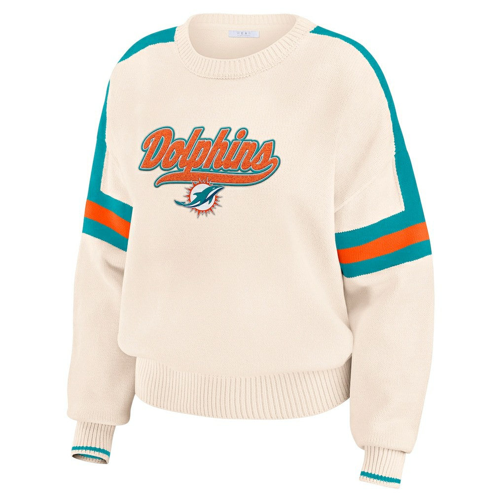 Miami Dolphins  WEAR by Erin Andrews Women's Stripe Pullover Sweater