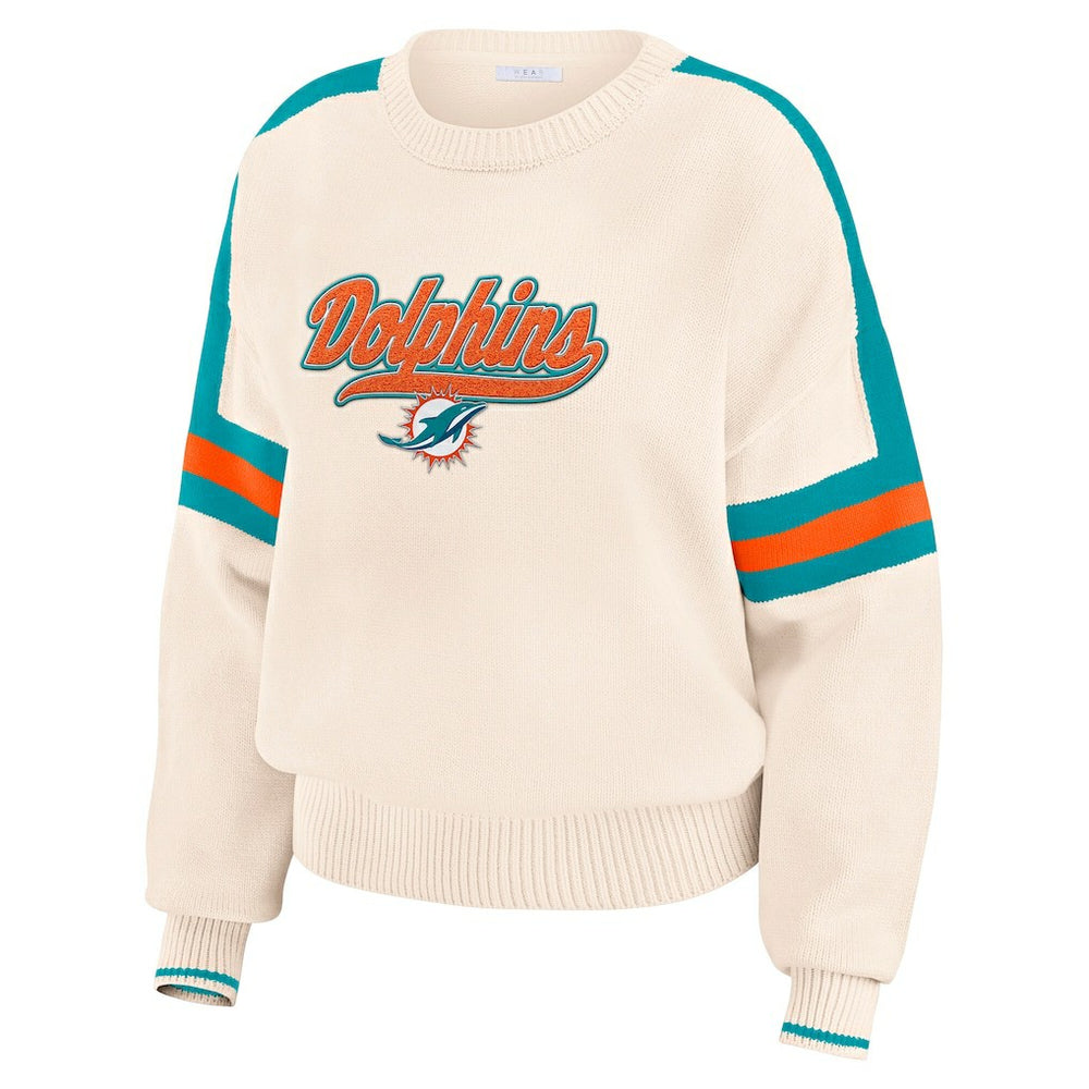 Miami Dolphins  WEAR by Erin Andrews Women's Stripe Pullover Sweater