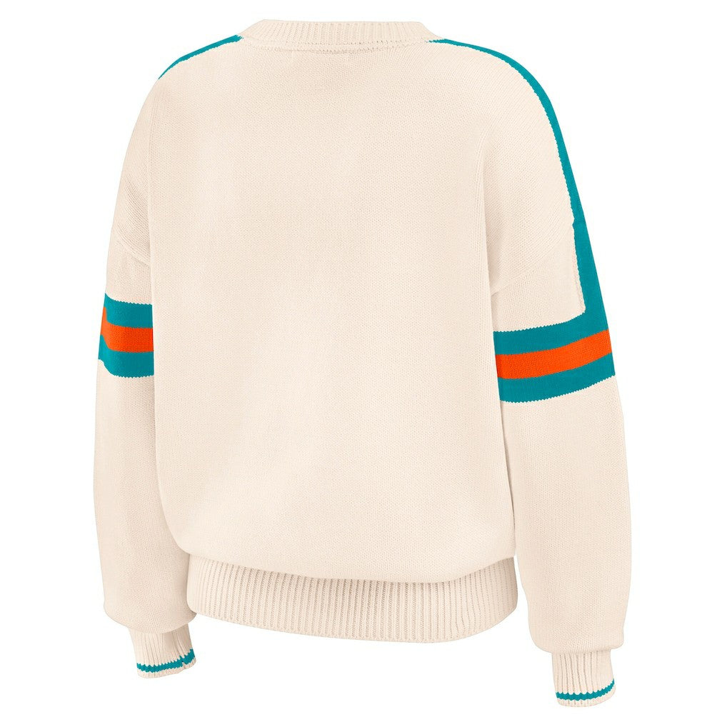 Miami Dolphins  WEAR by Erin Andrews Women's Stripe Pullover Sweater