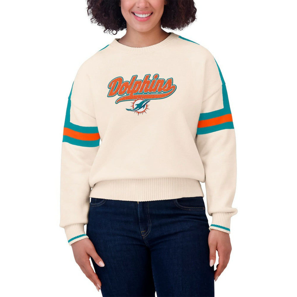 Miami Dolphins  WEAR by Erin Andrews Women's Stripe Pullover Sweater