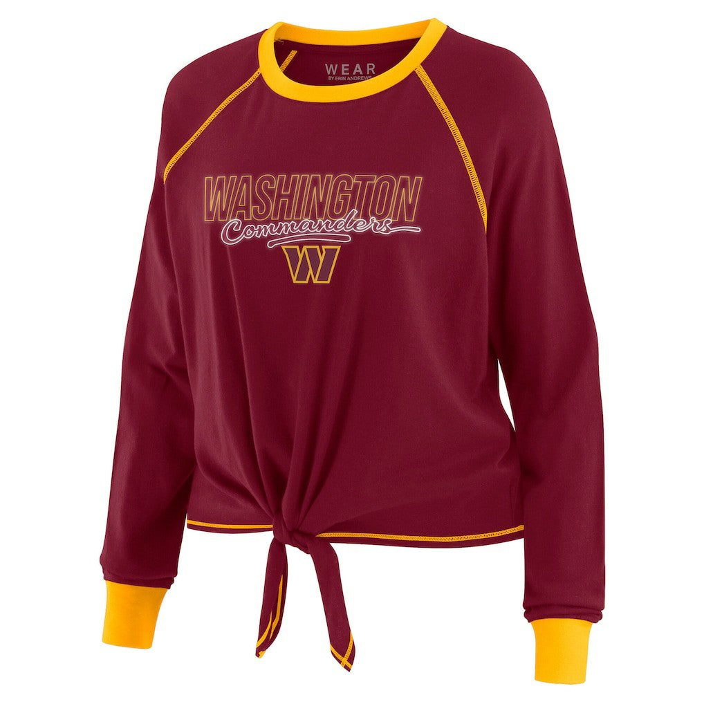 Washington Commanders  WEAR by Erin Andrews Women's Tie-Front Long Sleeve T-Shirt