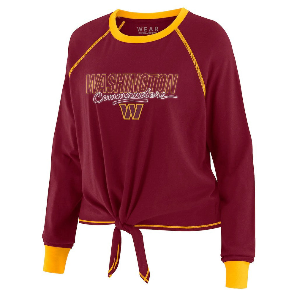 Washington Commanders  WEAR by Erin Andrews Women's Tie-Front Long Sleeve T-Shirt