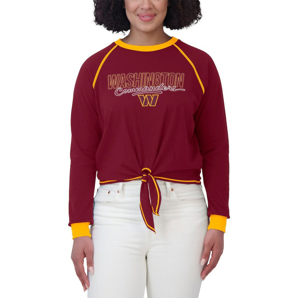 Washington Commanders  WEAR by Erin Andrews Women's Tie-Front Long Sleeve T-Shirt