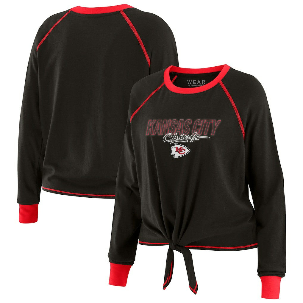 Kansas City Chiefs  WEAR by Erin Andrews Women's Tie-Front Long Sleeve T-Shirt